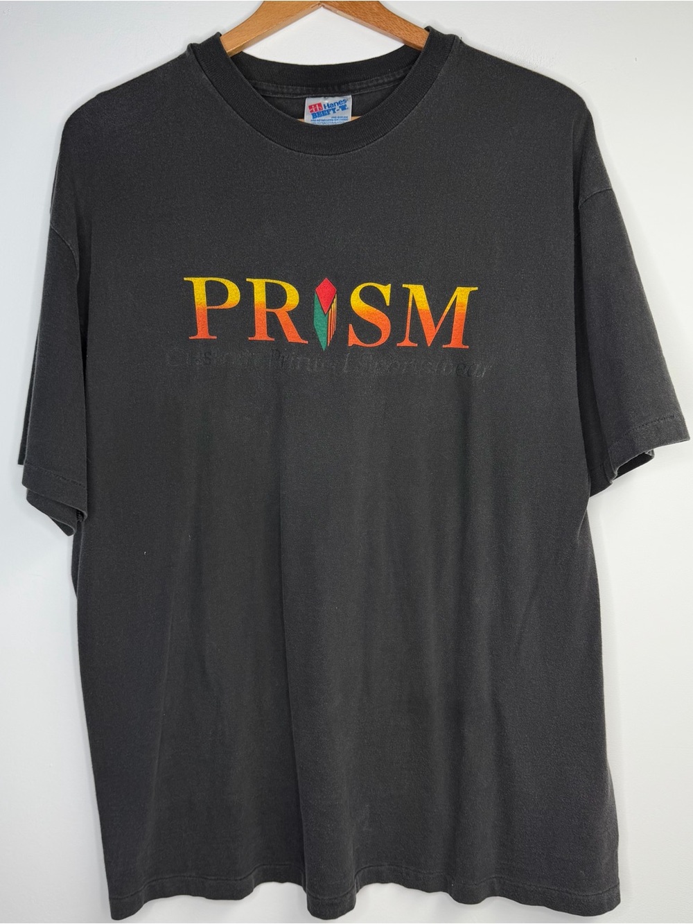 Hanes Beefy Tee Vintage 90’s Black Prism T-Shirt Size XL